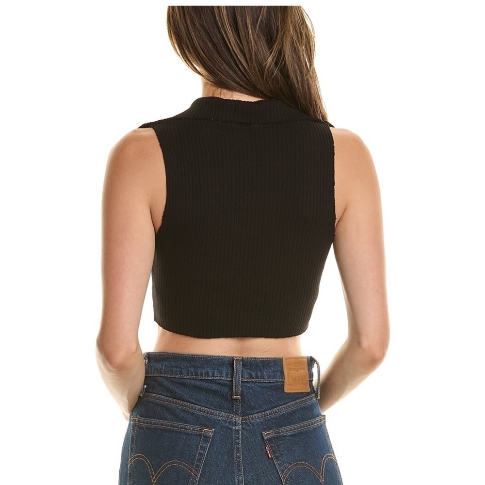 Cotton Citizen Ibiza Crop Polo Tank black collared sz Large NWT - Picture 2 of 3